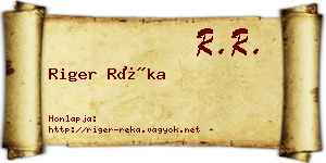 Riger Réka névjegykártya